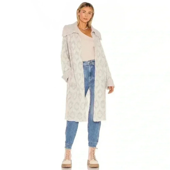 Free People Like A Diamond Size S Knit Sweater Coat Pockets Gray - Picture 1 of 12